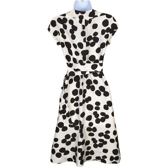 Banana‎ Republic Wrap Dress 100% Silk White Brown Polka Dot Cap Sleeve Women's 0 - Picture 15 of 16